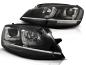 Preview: Scheinwerfer U-Tube LED Tagfahrlicht für VW Golf 7 Bj. 12-16 Schwarz Chrom